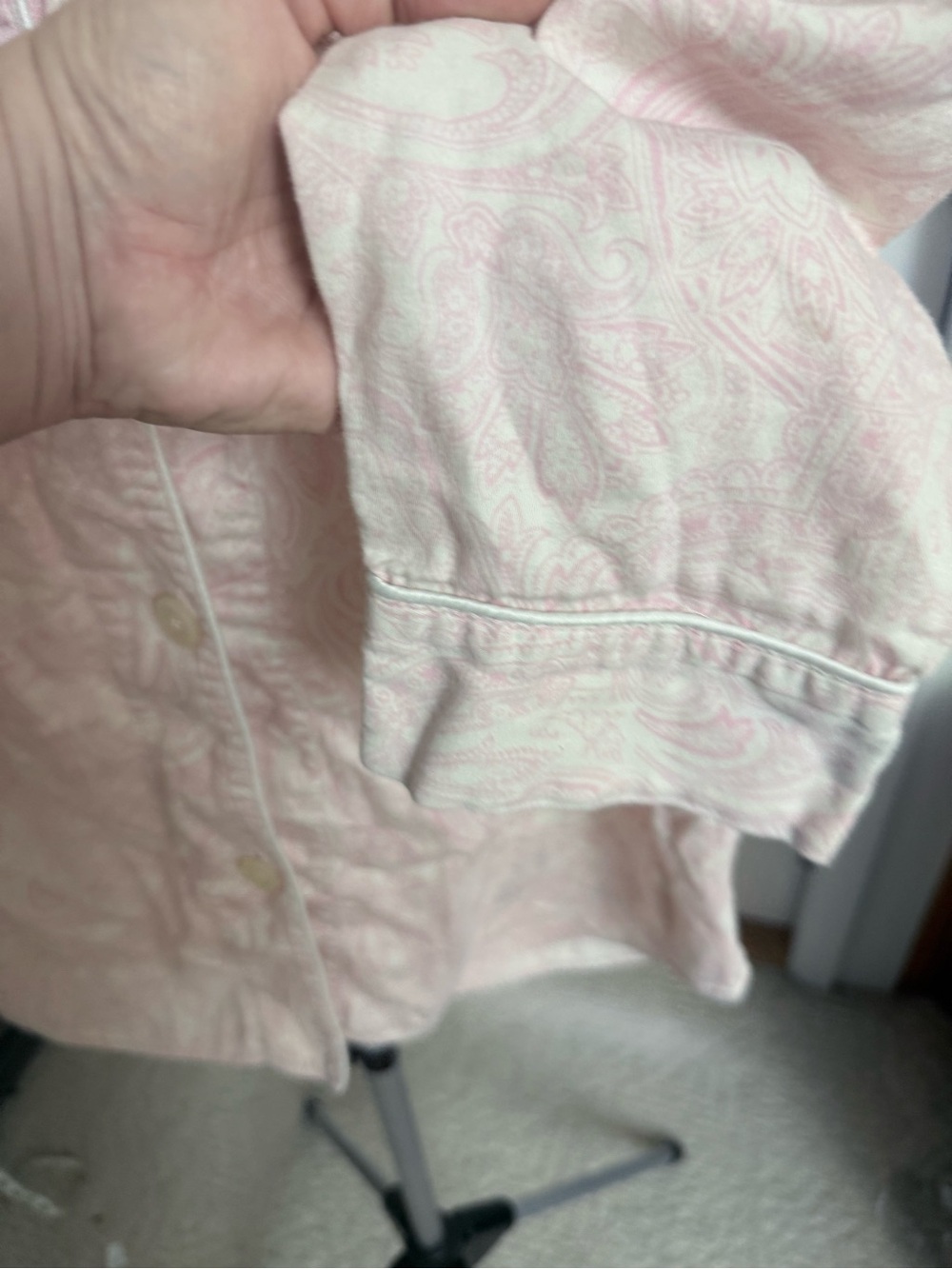 Lauren Ralph Lauren Light Pink Paisley Button-Down sleep shirt lounge wear M - Picture 7 of 12